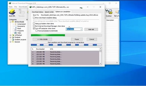 IDM Download Manager- change shut down setting-min